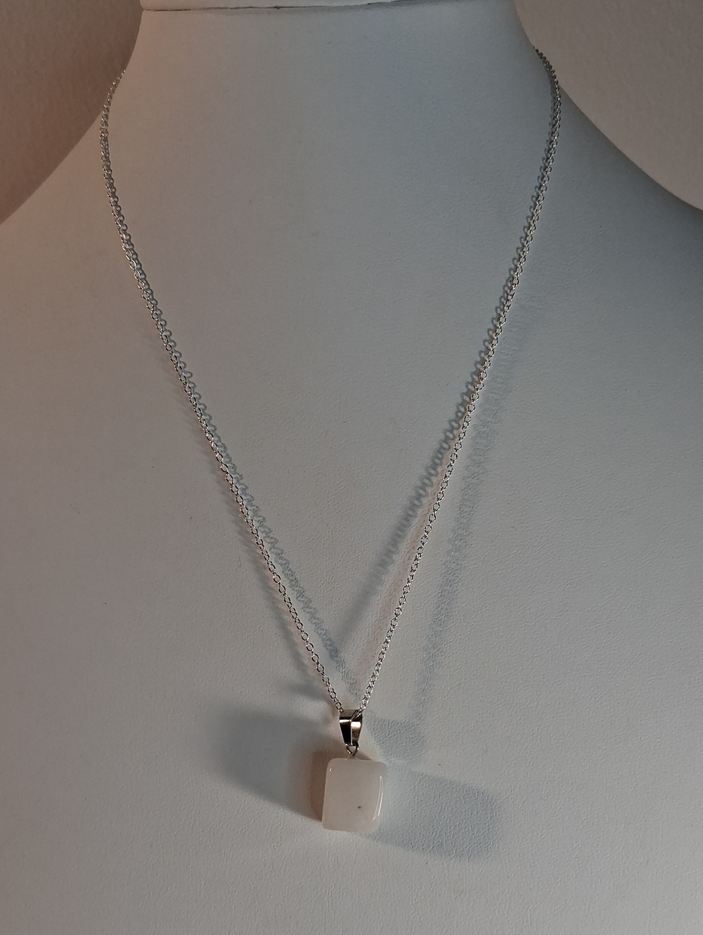 Sterling Silver White Stone Pendant Necklace